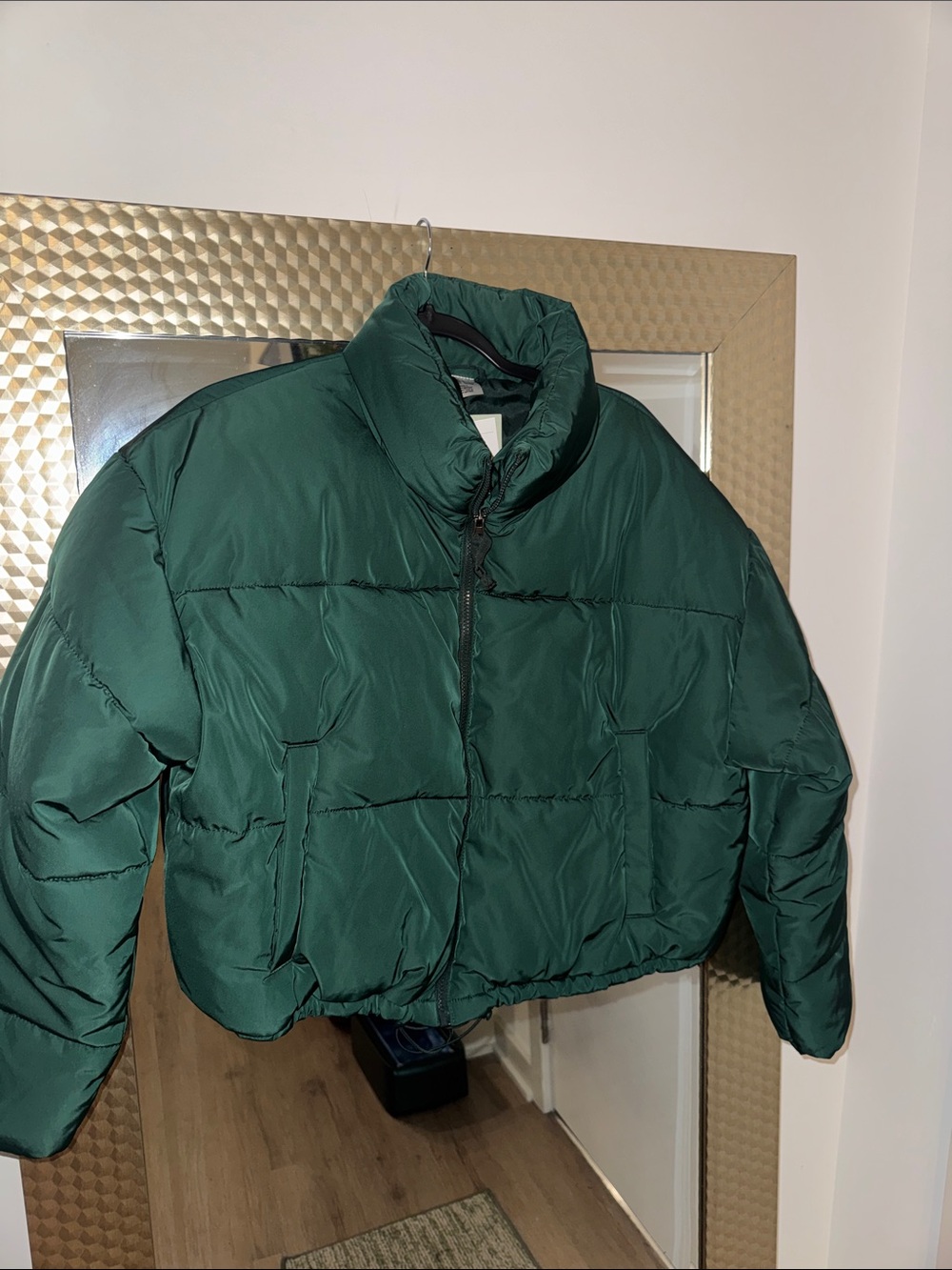 Divided Dark Green Cropped Puffer Jacket